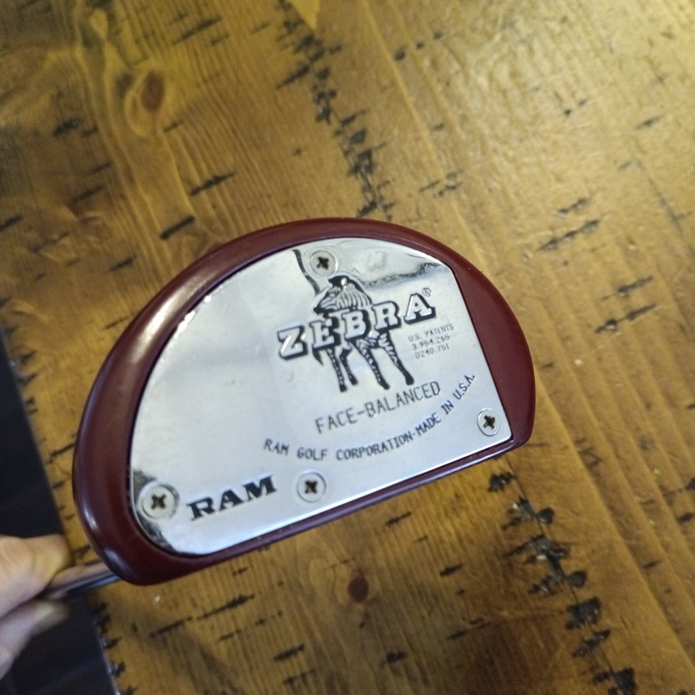 Ram Golf Zebra Face-Balanced Putter 35in Right Hand Burgundy Mallet P2 Grip